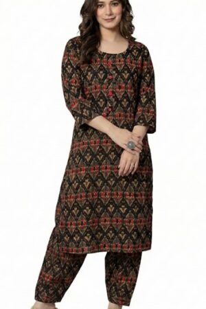 Women's Pure Cotton Printed Straight Kurta Set
