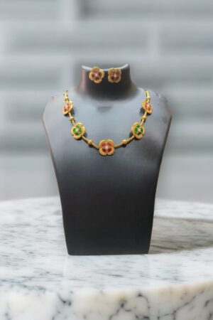 Flower Design Jewellery Set for Women and Girls - Multi-Color